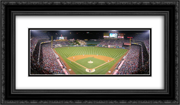 Angel Stadium of Anaheim 24x14 Black Ornate Wood Framed Art Print Poster with Double Matting