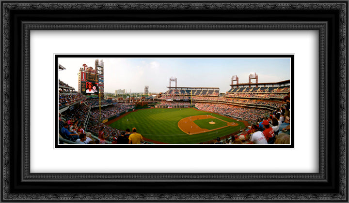 Citizens Bank Park 24x14 Black Ornate Wood Framed Art Print Poster with Double Matting