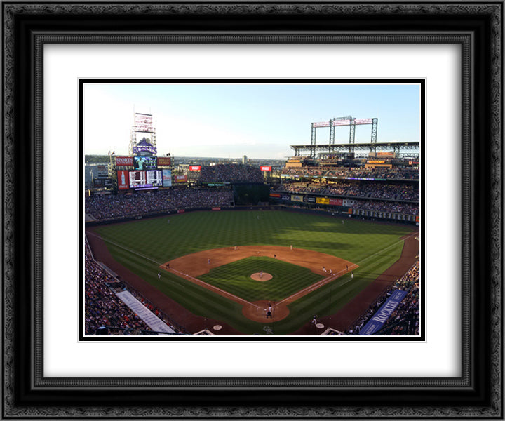 Coors Field 24x20 Black Ornate Wood Framed Art Print Poster with Double Matting