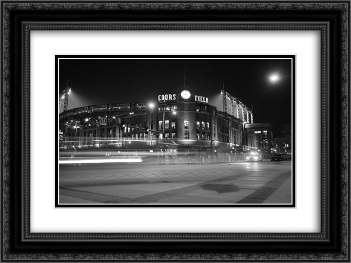 Coors Field 24x18 Black Ornate Wood Framed Art Print Poster with Double Matting