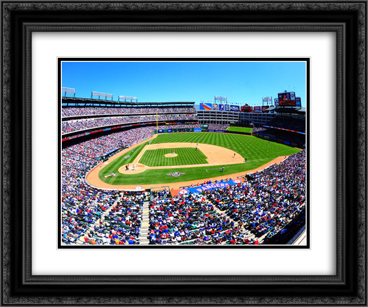 Globe Life Park in Arlington 24x20 Black Ornate Wood Framed Art Print Poster with Double Matting