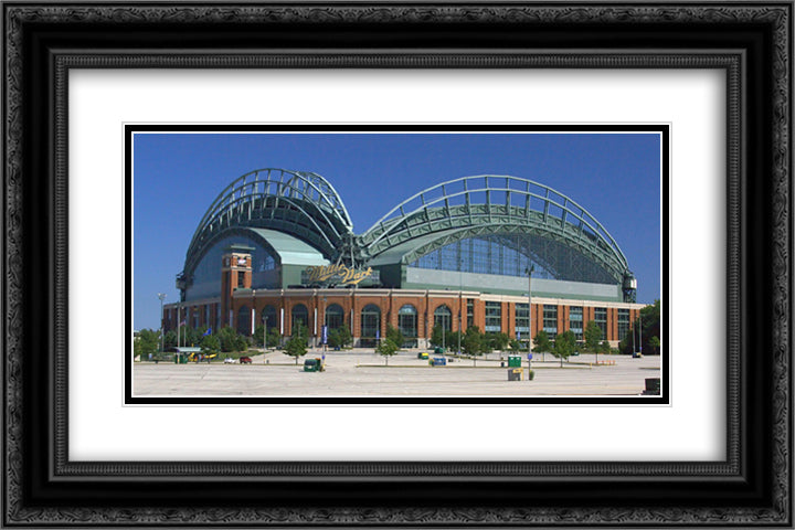 Miller Park 24x16 Black Ornate Wood Framed Art Print Poster with Double Matting