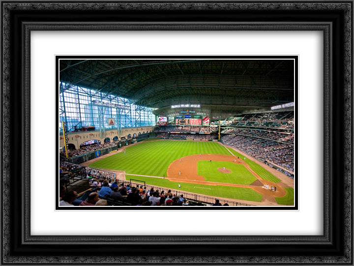 Minute Maid Park 24x18 Black Ornate Wood Framed Art Print Poster with Double Matting