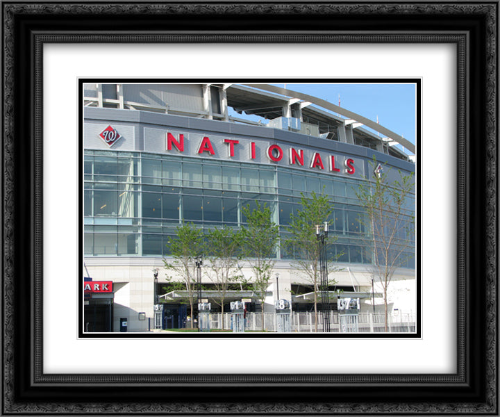 Nationals Park 24x20 Black Ornate Wood Framed Art Print Poster with Double Matting