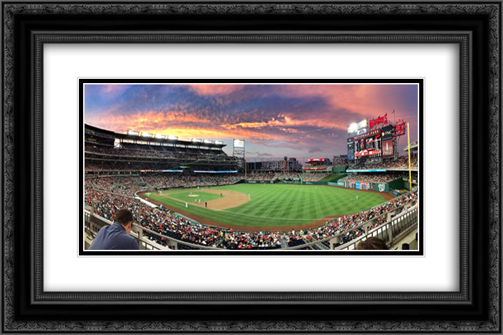 Nationals Park 24x16 Black Ornate Wood Framed Art Print Poster with Double Matting