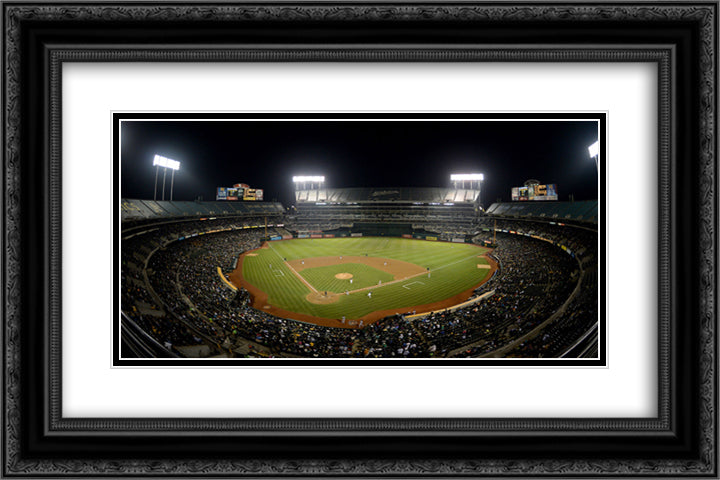 Oakland Coliseum 24x16 Black Ornate Wood Framed Art Print Poster with Double Matting