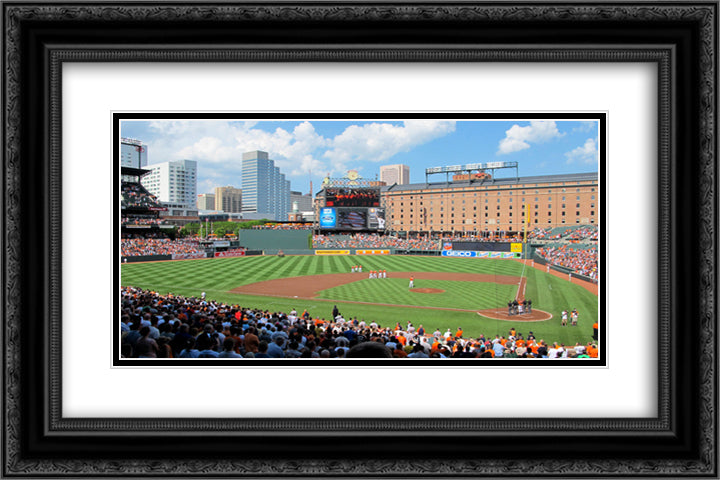 Camden Yards 24x16 Black Ornate Wood Framed Art Print Poster with Double Matting