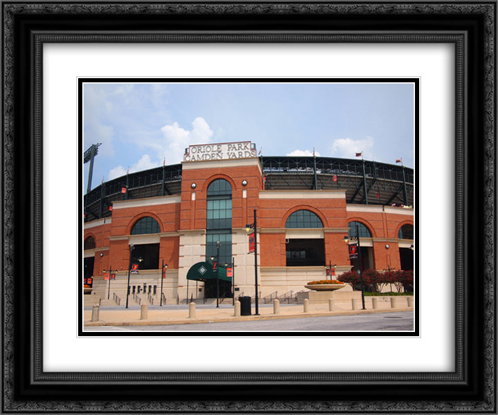 Camden Yards 24x20 Black Ornate Wood Framed Art Print Poster with Double Matting