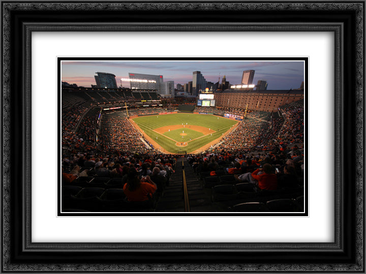 Camden Yards 24x18 Black Ornate Wood Framed Art Print Poster with Double Matting