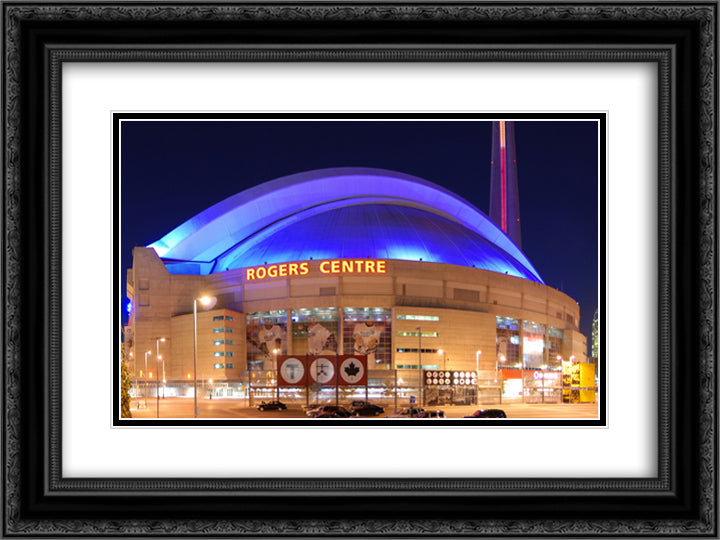 Rogers Centre 24x18 Black Ornate Wood Framed Art Print Poster with Double Matting