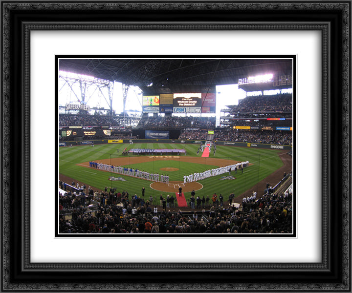 Safeco Field 24x20 Black Ornate Wood Framed Art Print Poster with Double Matting