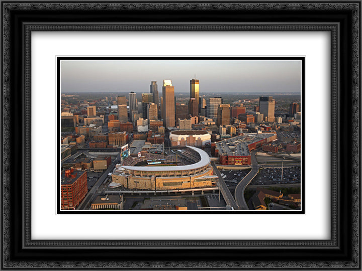 Target Field 24x18 Black Ornate Wood Framed Art Print Poster with Double Matting