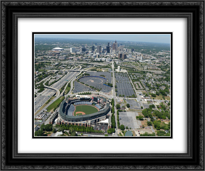 Turner Field 24x20 Black Ornate Wood Framed Art Print Poster with Double Matting