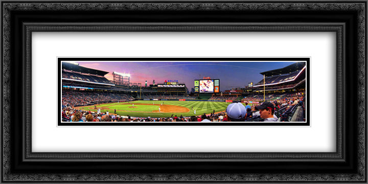 Turner Field 24x12 Black Ornate Wood Framed Art Print Poster with Double Matting