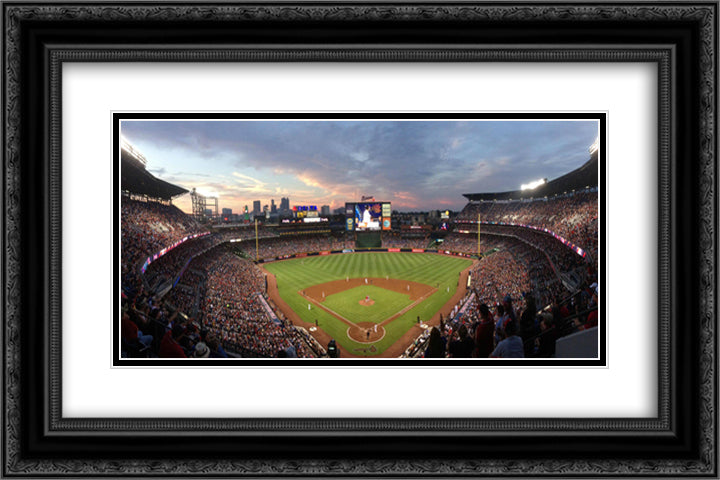 Turner Field 24x16 Black Ornate Wood Framed Art Print Poster with Double Matting
