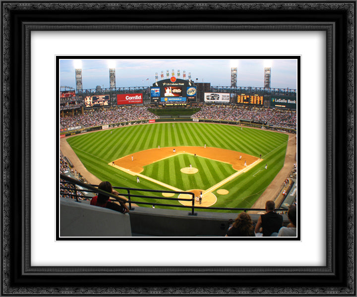 U.S. Cellular Field 24x20 Black Ornate Wood Framed Art Print Poster with Double Matting