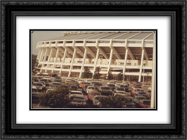 AtlantaFulton County Stadium 24x18 Black Ornate Wood Framed Art Print Poster with Double Matting