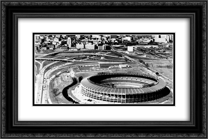 AtlantaFulton County Stadium 24x16 Black Ornate Wood Framed Art Print Poster with Double Matting