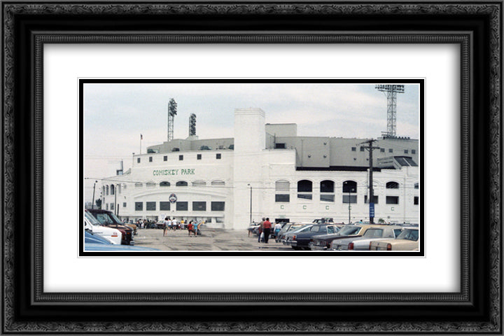 Comiskey Park 24x16 Black Ornate Wood Framed Art Print Poster with Double Matting