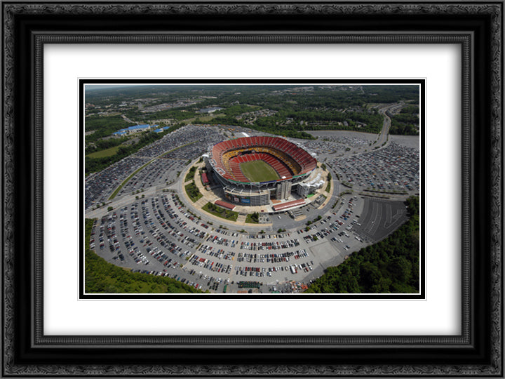 FedEx Field 24x18 Black Ornate Wood Framed Art Print Poster with Double Matting