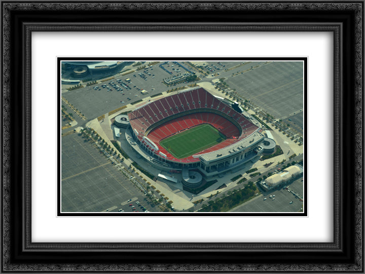 Arrowhead Stadium 24x18 Black Ornate Wood Framed Art Print Poster with Double Matting
