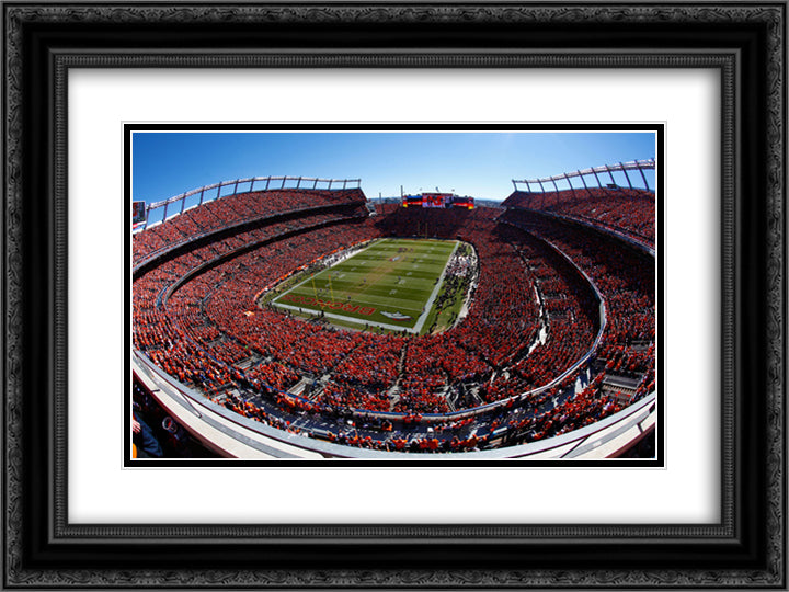 Sports Authority Field at Mile High 24x18 Black Ornate Wood Framed Art Print Poster with Double Matting
