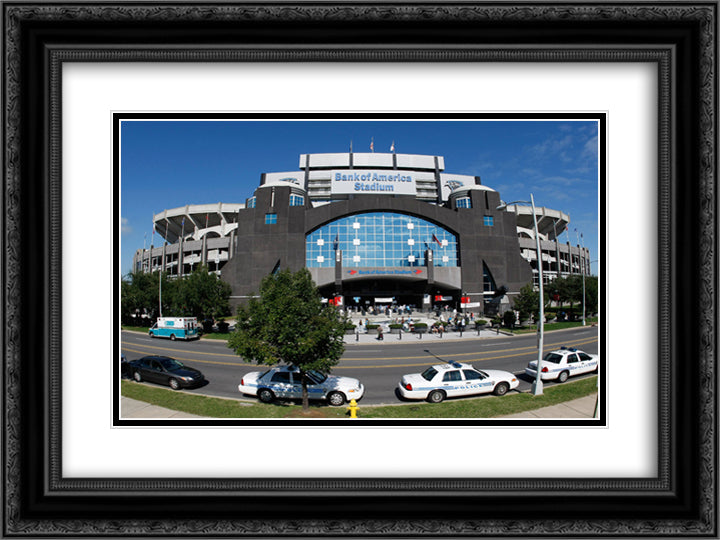 Bank of America Stadium 24x18 Black Ornate Wood Framed Art Print Poster with Double Matting