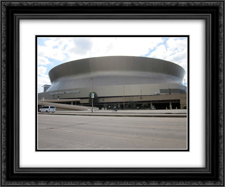 Mercedes Benz Superdome 24x20 Black Ornate Wood Framed Art Print Poster with Double Matting