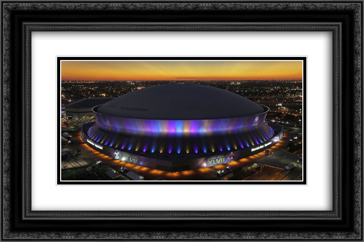 Mercedes Benz Superdome 24x16 Black Ornate Wood Framed Art Print Poster with Double Matting