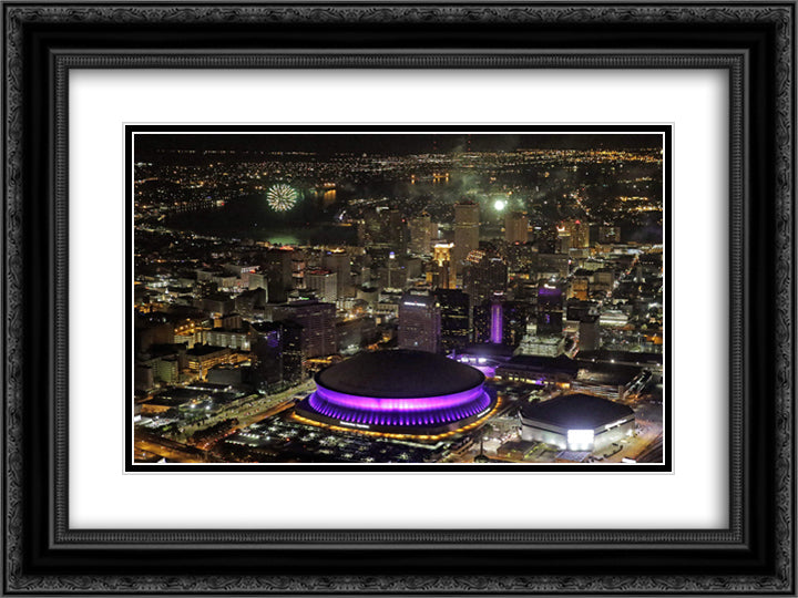 Mercedes Benz Superdome 24x18 Black Ornate Wood Framed Art Print Poster with Double Matting