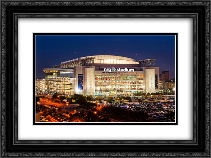 NRG Stadium 24x18 Black Ornate Wood Framed Art Print Poster with Double Matting