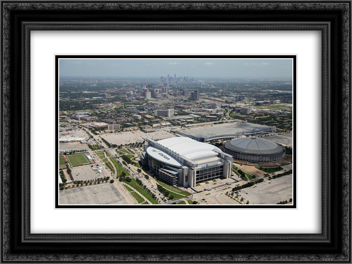 NRG Stadium 24x18 Black Ornate Wood Framed Art Print Poster with Double Matting