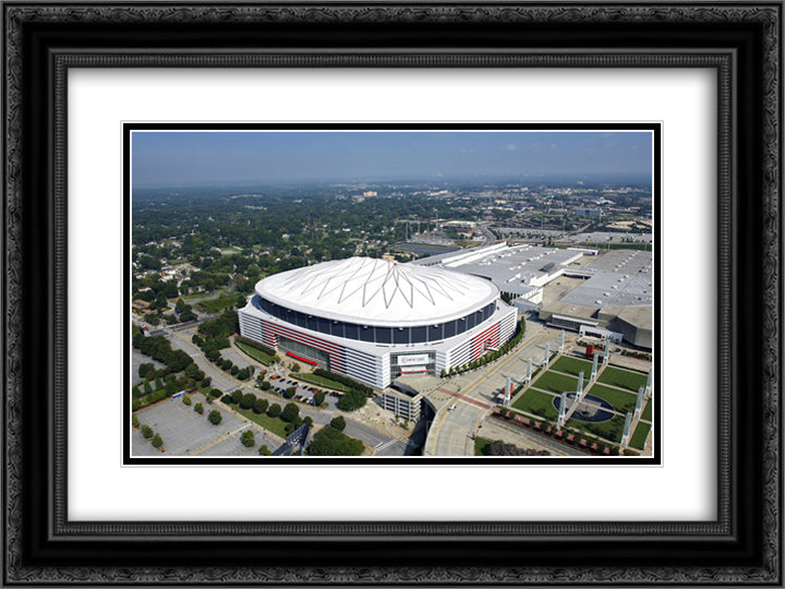 Georgia Dome 24x18 Black Ornate Wood Framed Art Print Poster with Double Matting