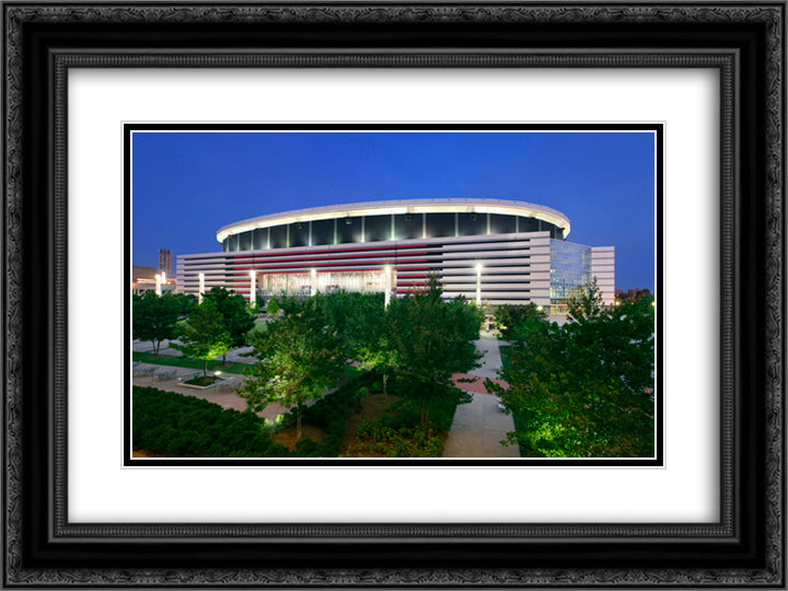 Georgia Dome 24x18 Black Ornate Wood Framed Art Print Poster with Double Matting