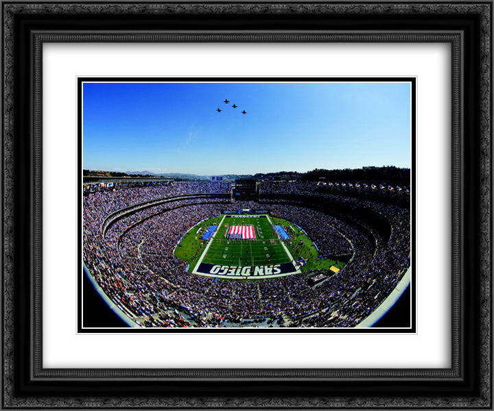 Qualcomm Stadium 24x20 Black Ornate Wood Framed Art Print Poster with Double Matting