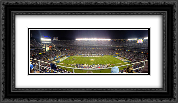 Qualcomm Stadium 24x14 Black Ornate Wood Framed Art Print Poster with Double Matting