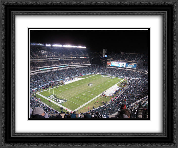 Lincoln Financial Field 24x20 Black Ornate Wood Framed Art Print Poster with Double Matting