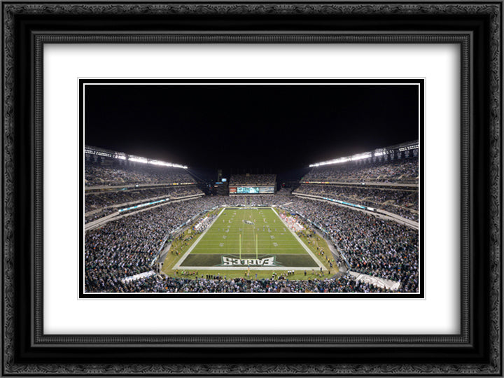 Lincoln Financial Field 24x18 Black Ornate Wood Framed Art Print Poster with Double Matting