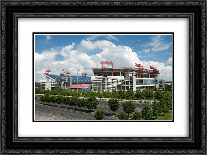 Nissan Stadium 24x18 Black Ornate Wood Framed Art Print Poster with Double Matting