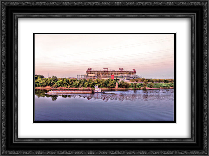 Nissan Stadium 24x18 Black Ornate Wood Framed Art Print Poster with Double Matting
