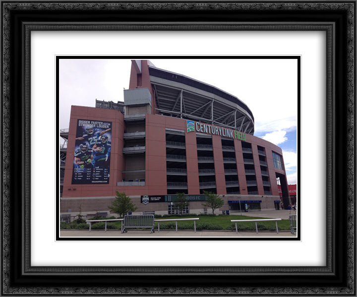 CenturyLink Field 24x20 Black Ornate Wood Framed Art Print Poster with Double Matting