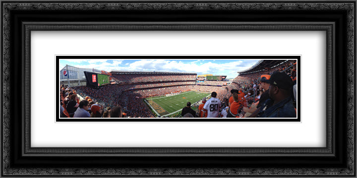 FirstEnergy Stadium 24x12 Black Ornate Wood Framed Art Print Poster with Double Matting