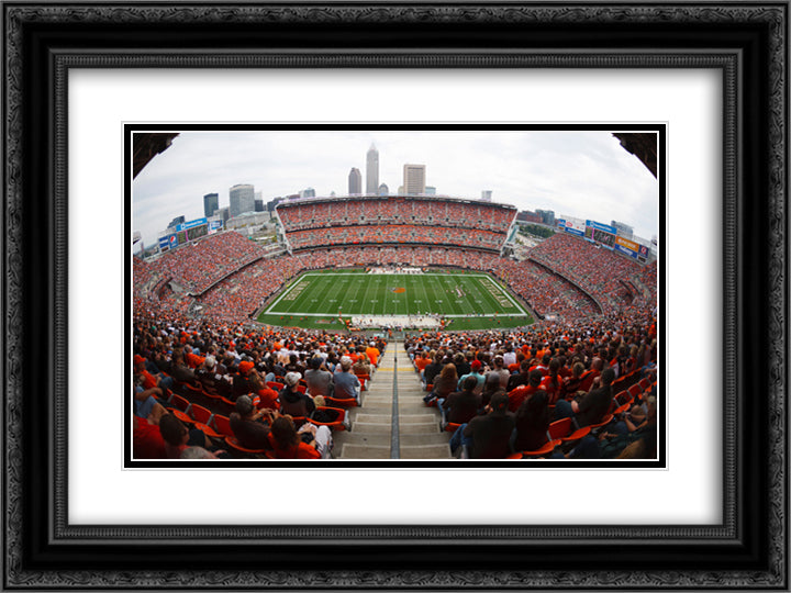 FirstEnergy Stadium 24x18 Black Ornate Wood Framed Art Print Poster with Double Matting
