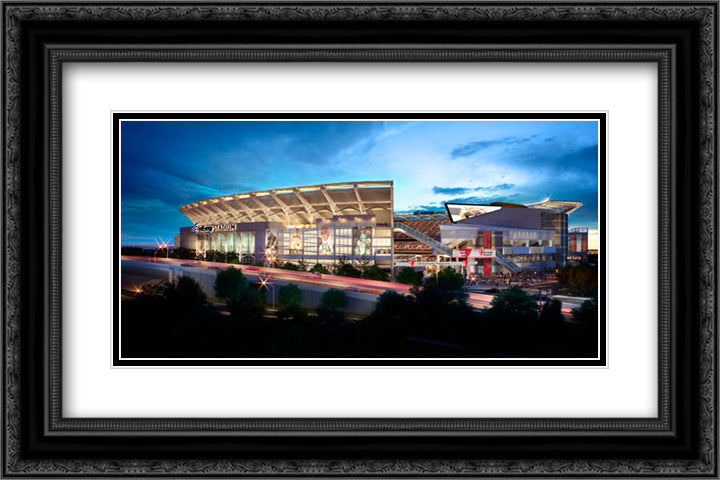 FirstEnergy Stadium 24x16 Black Ornate Wood Framed Art Print Poster with Double Matting
