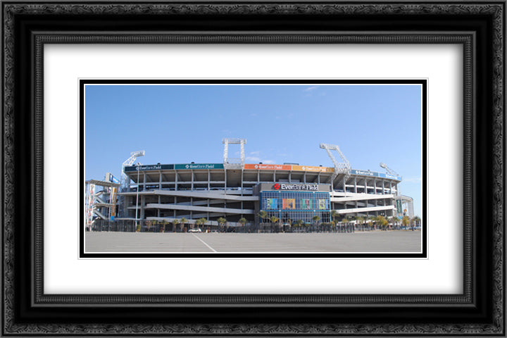 EverBank Field 24x16 Black Ornate Wood Framed Art Print Poster with Double Matting