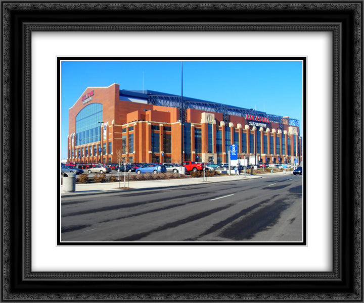 Lucas Oil Stadium 24x20 Black Ornate Wood Framed Art Print Poster with Double Matting
