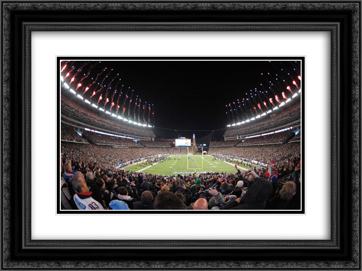 Gillette Stadium 24x18 Black Ornate Wood Framed Art Print Poster with Double Matting