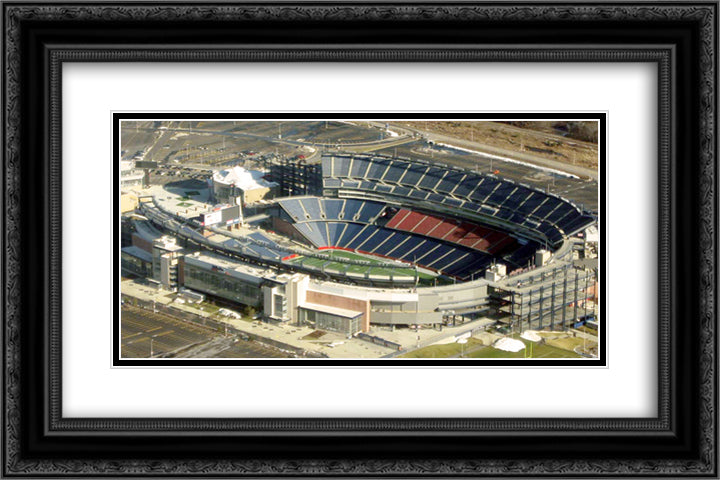 Gillette Stadium 24x16 Black Ornate Wood Framed Art Print Poster with Double Matting