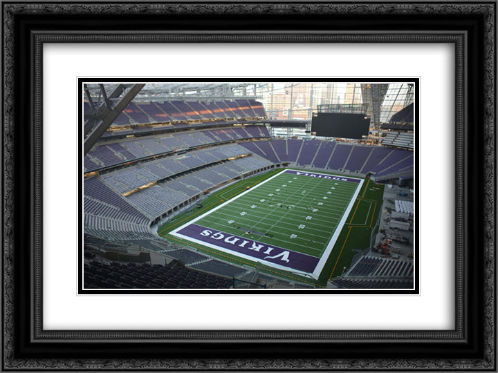 U.S. Bank Stadium 24x18 Black Ornate Wood Framed Art Print Poster with Double Matting