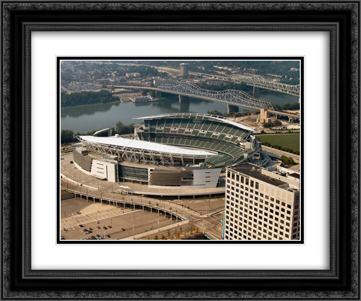 Paul Brown Stadium 24x20 Black Ornate Wood Framed Art Print Poster with Double Matting